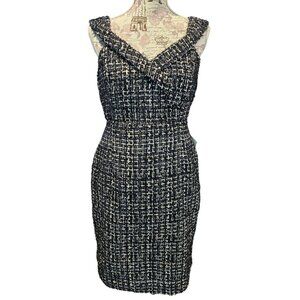 Lulus On Fifth Avenue Mini Dress Navy Blue Off-the-Shoulder Wool Blend Size L